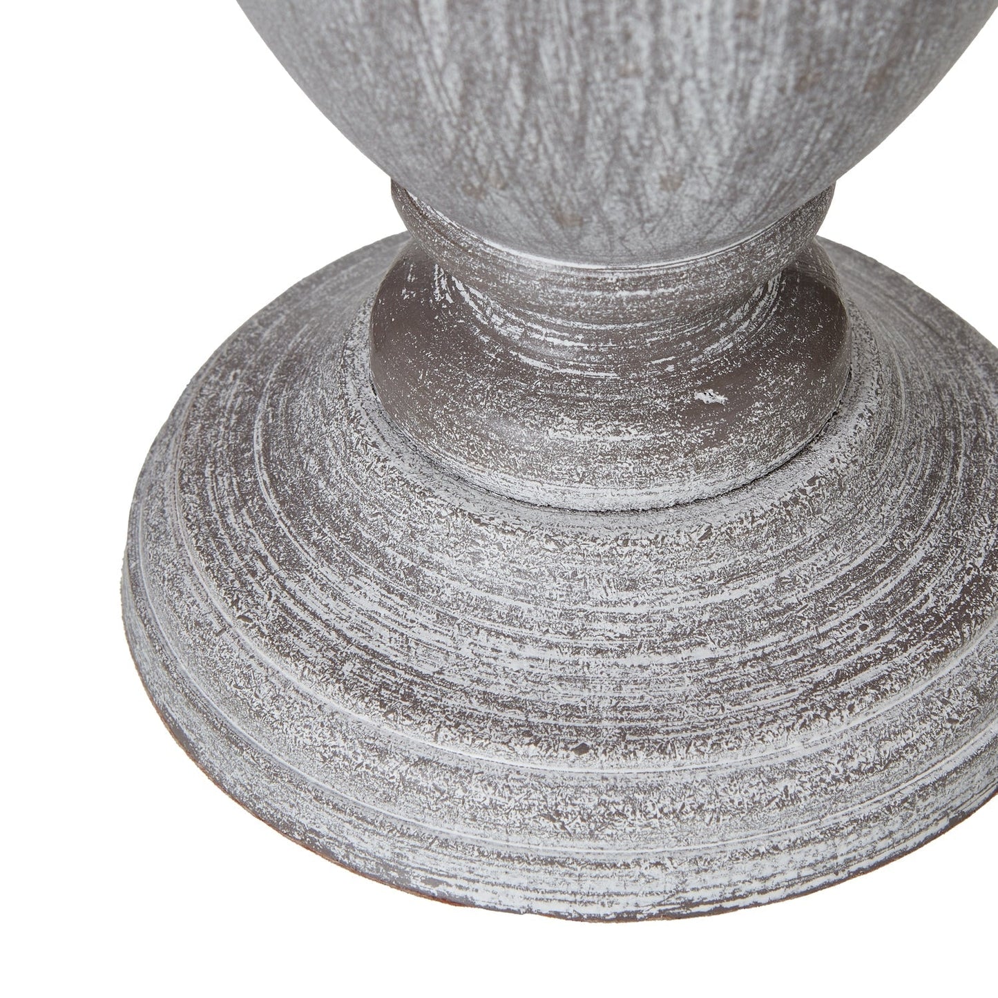Urn lamp base with distressed stone effect finish, base detail