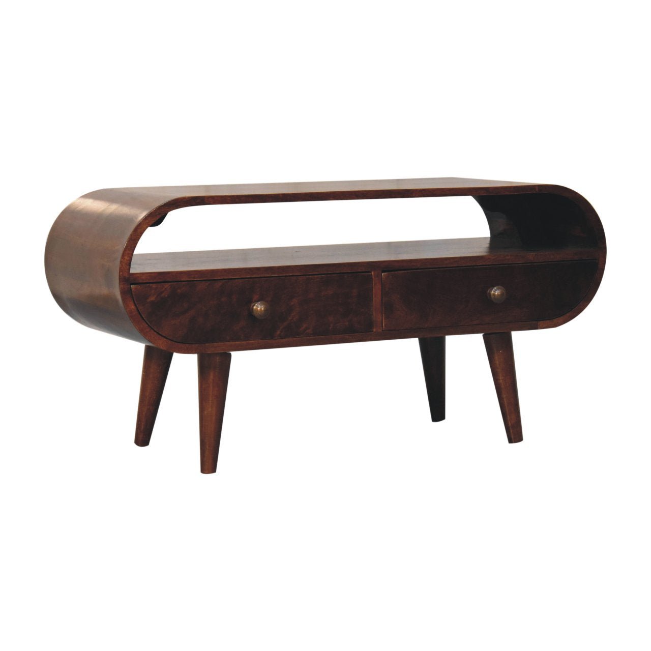 California Walnut Circular TV Stand - Home Chairs