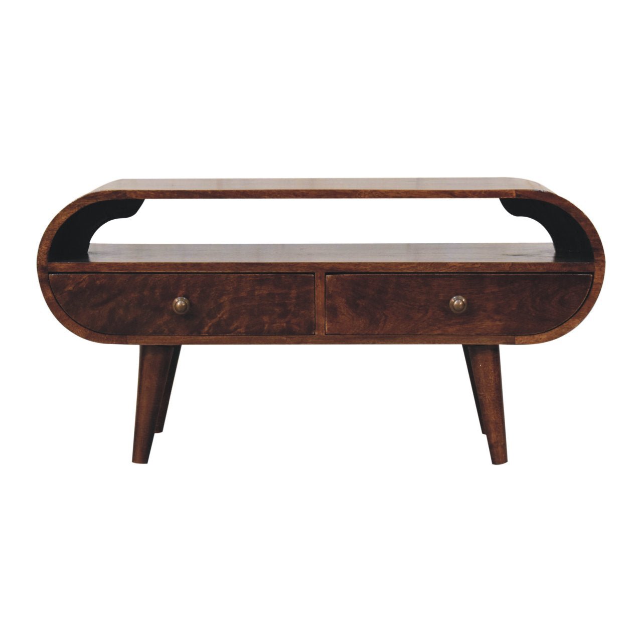 California Walnut Circular TV Stand - Home Chairs