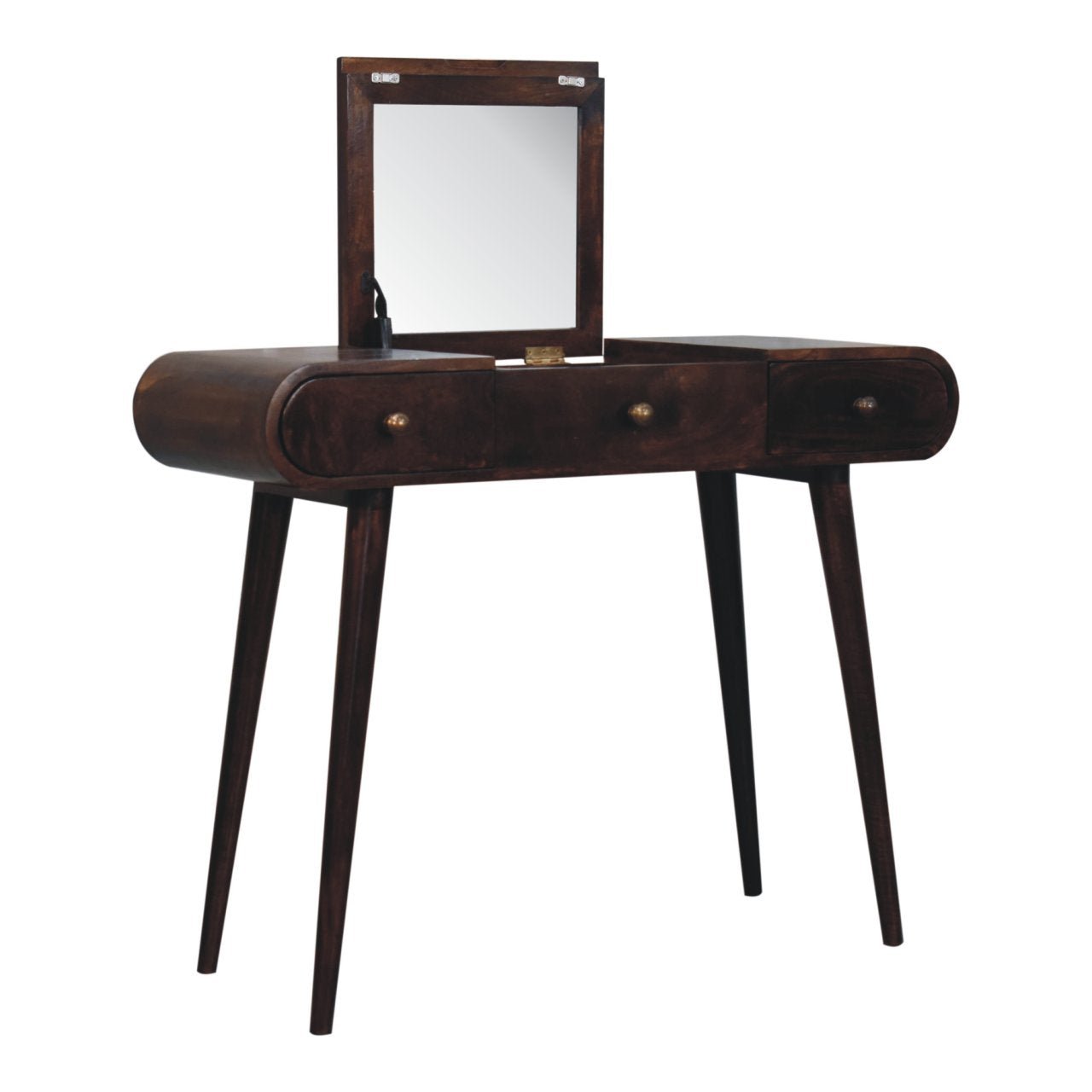 California Walnut Dressing Table with Foldable Mirror - Home Chairs