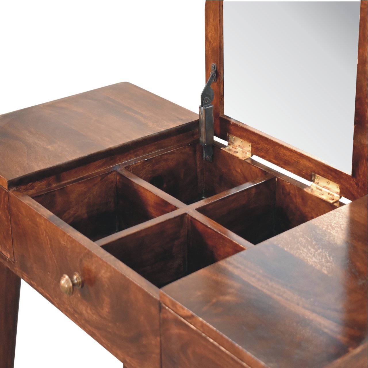 California Walnut Dressing Table with Foldable Mirror - Home Chairs
