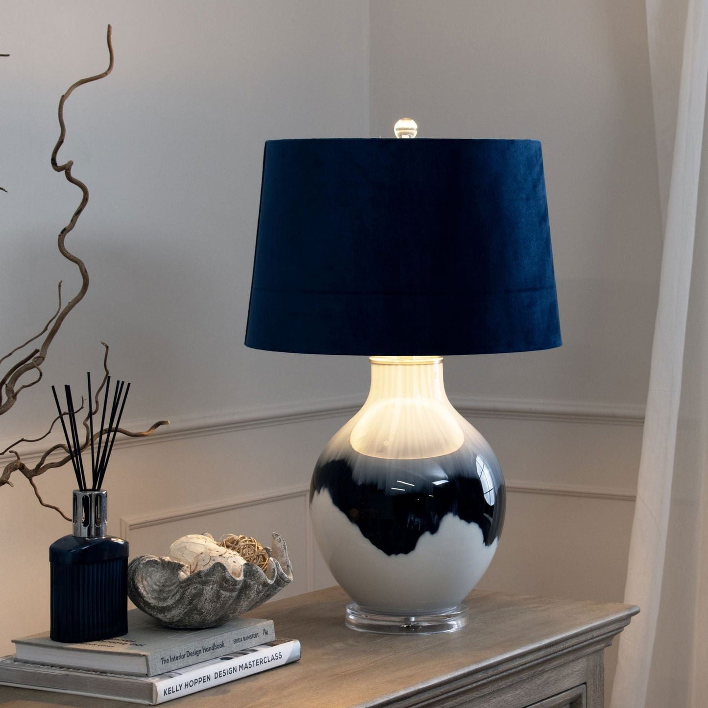 Statement table lamp styled in a bold interior setting