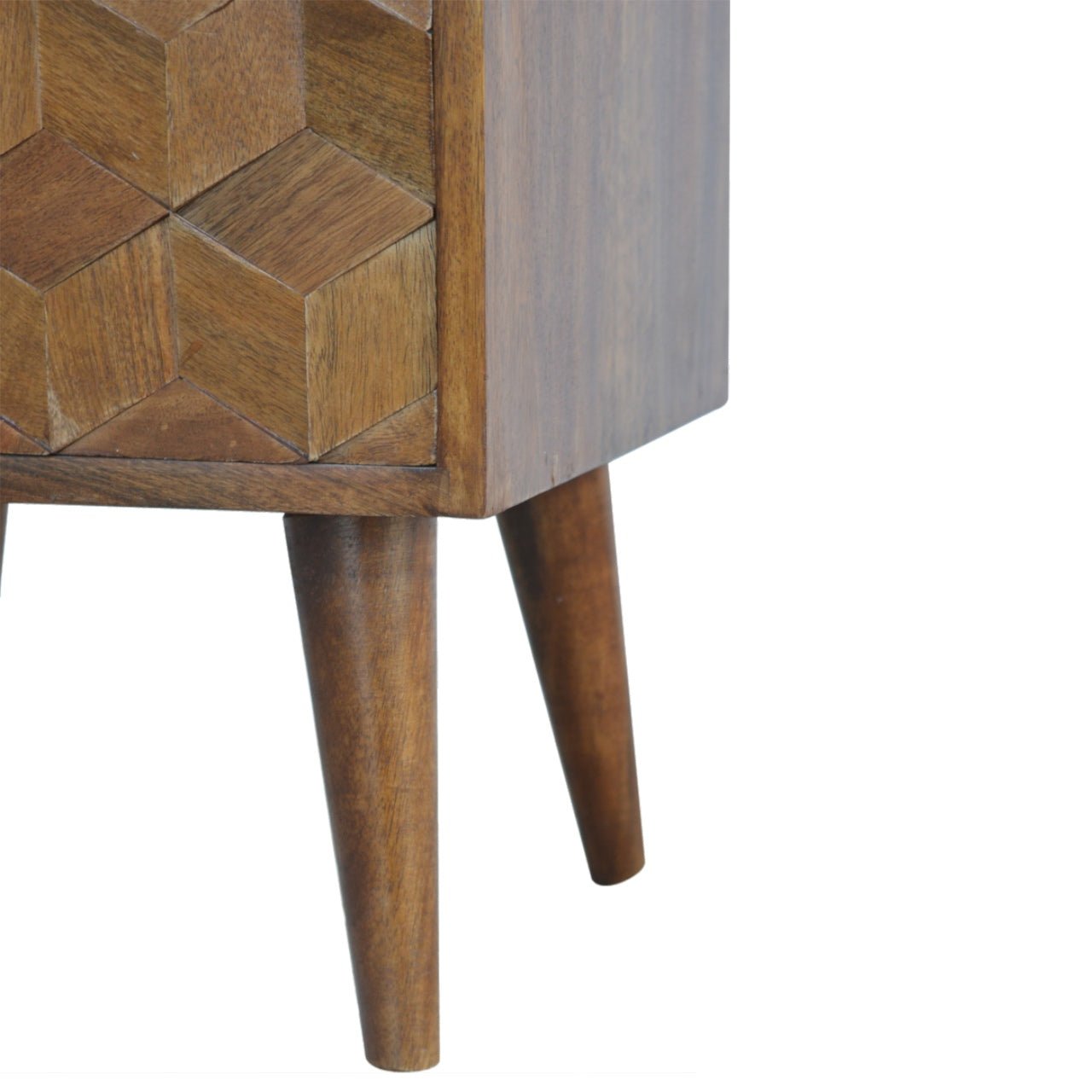 Chestnut Cube Carved Bedside - Home Chairs