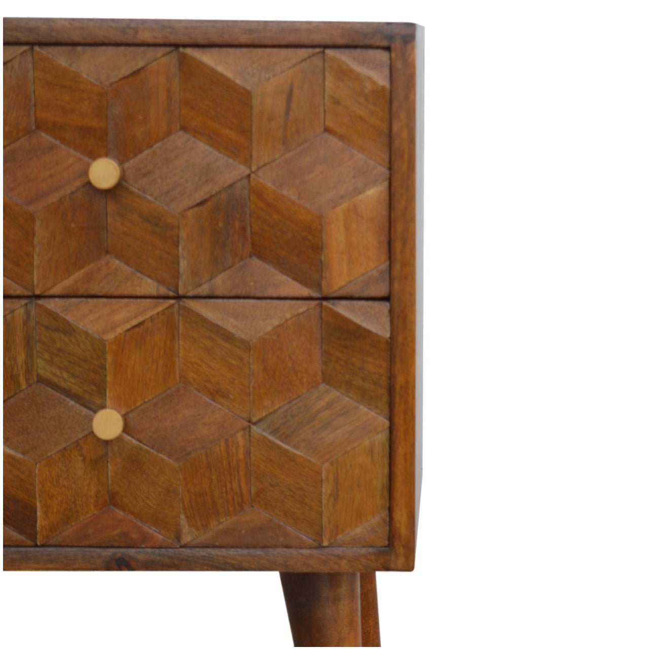 Chestnut Cube Carved Bedside - Home Chairs