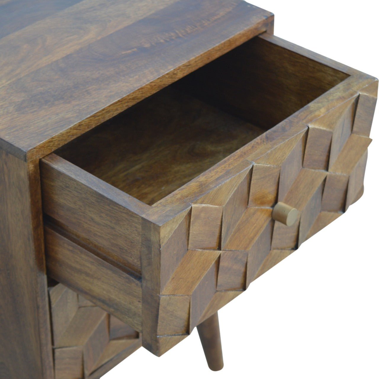 Chestnut Cube Carved Bedside - Home Chairs