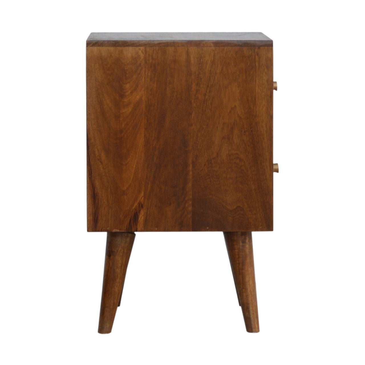 Chestnut Cube Carved Bedside - Home Chairs