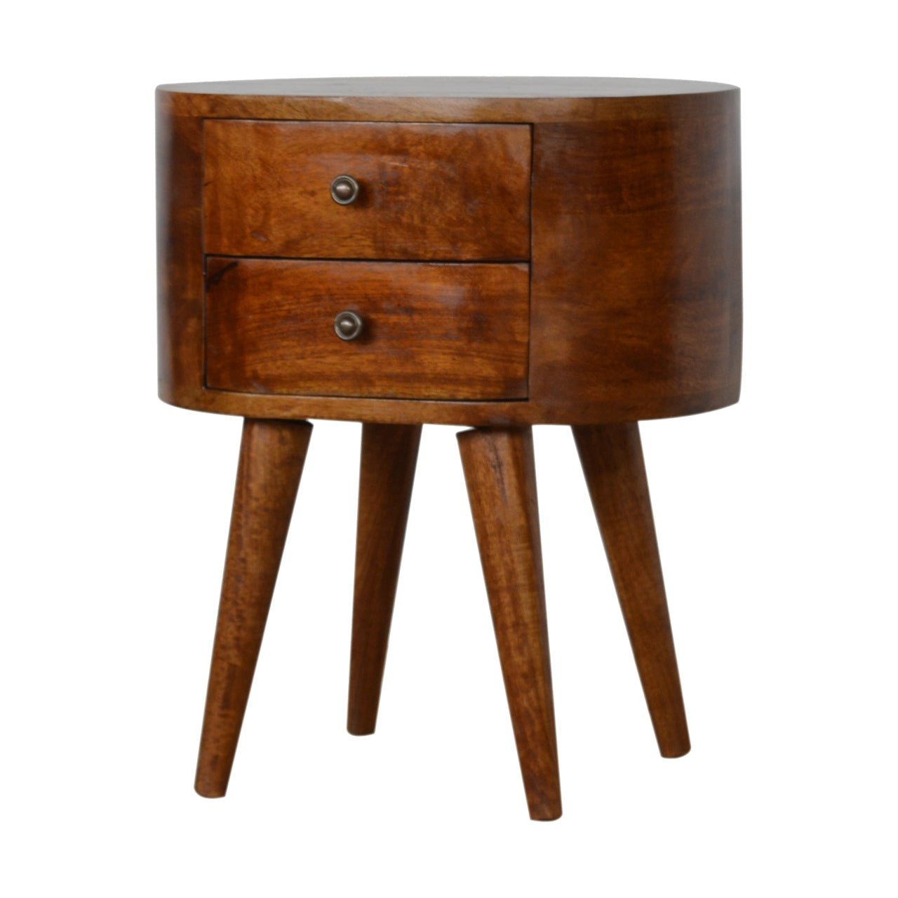 Chestnut Rounded Bedside Table - Home Chairs