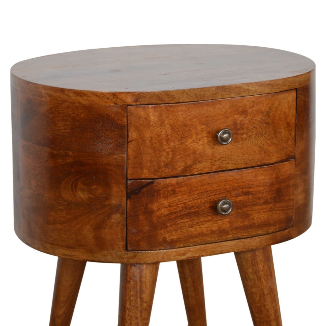 Chestnut Rounded Bedside Table - Home Chairs