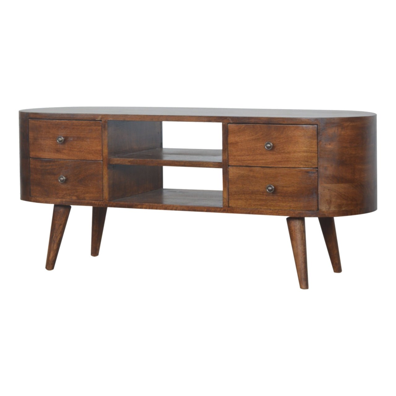 Chestnut Rounded Entertainment Unit - Home Chairs