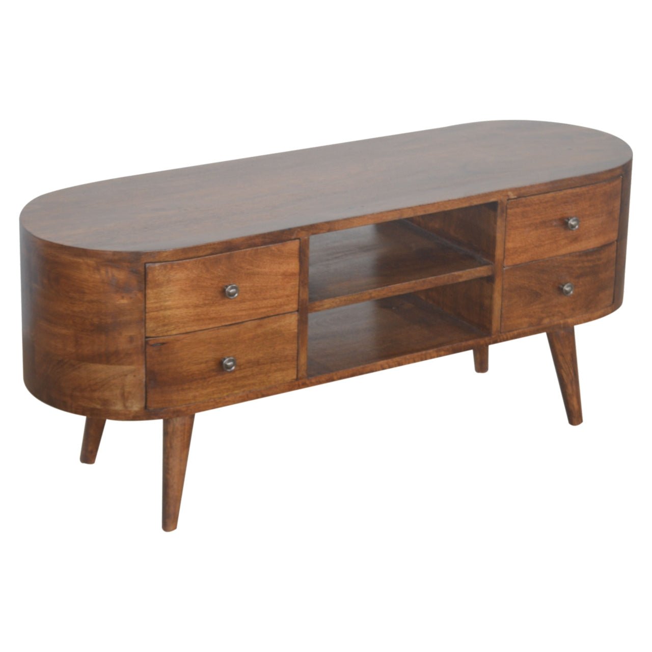 Chestnut Rounded Entertainment Unit - Home Chairs