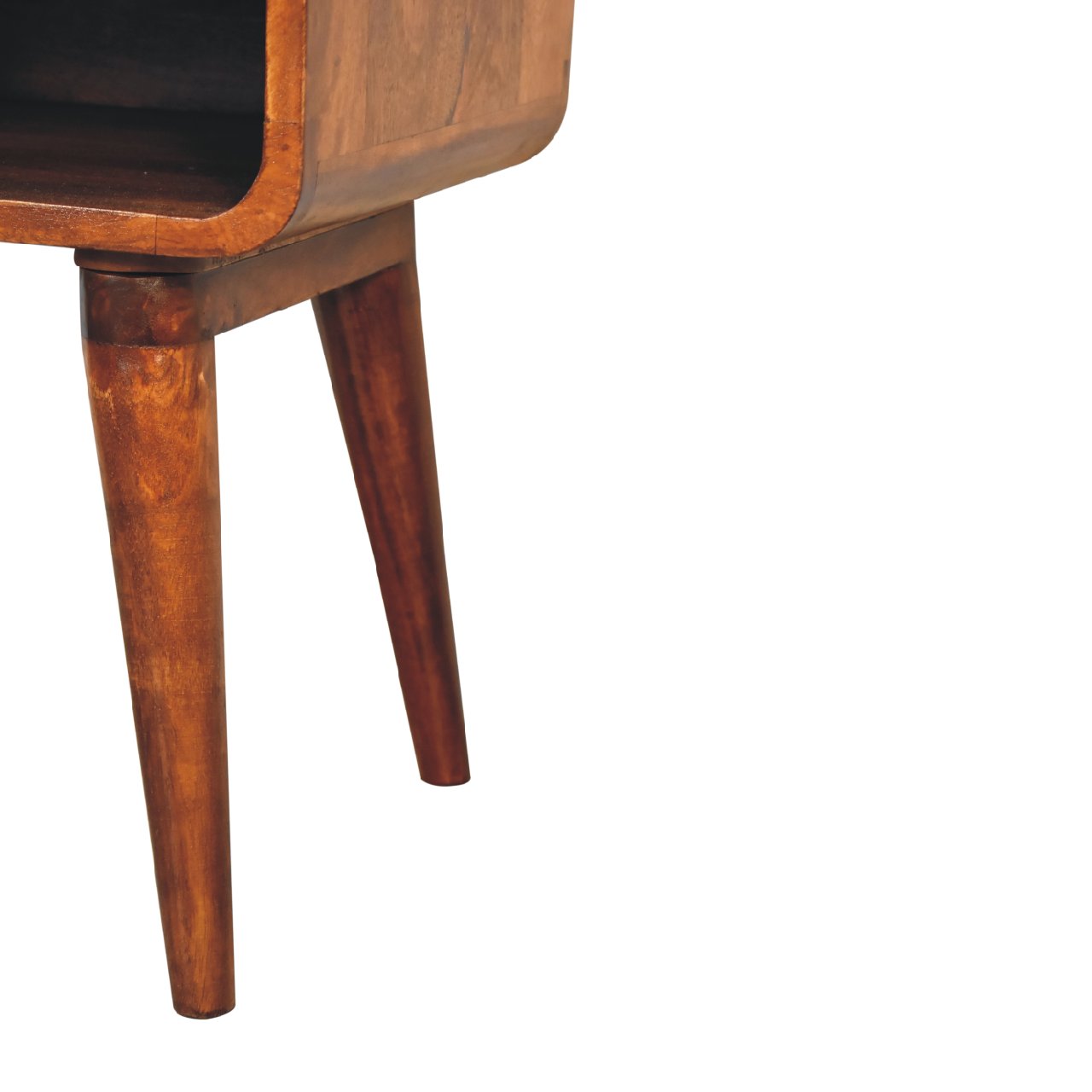 Curve Open Slot Chestnut Bedside - Home Chairs