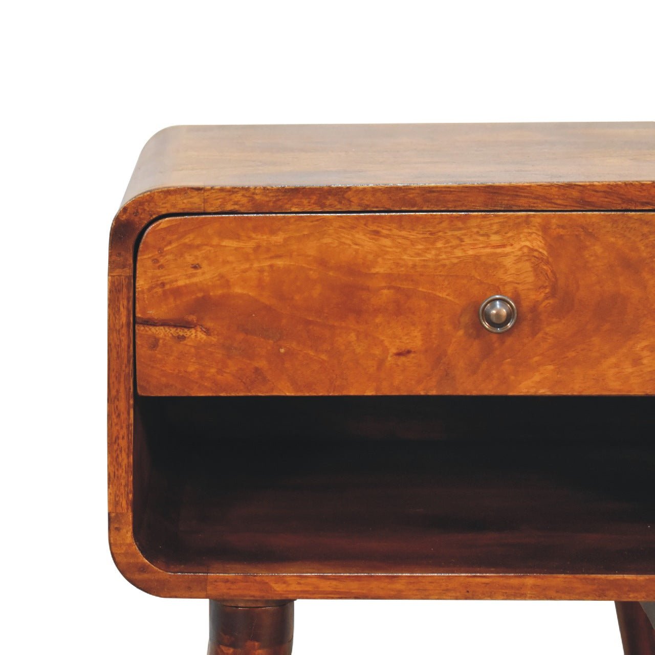 Curve Open Slot Chestnut Bedside - Home Chairs