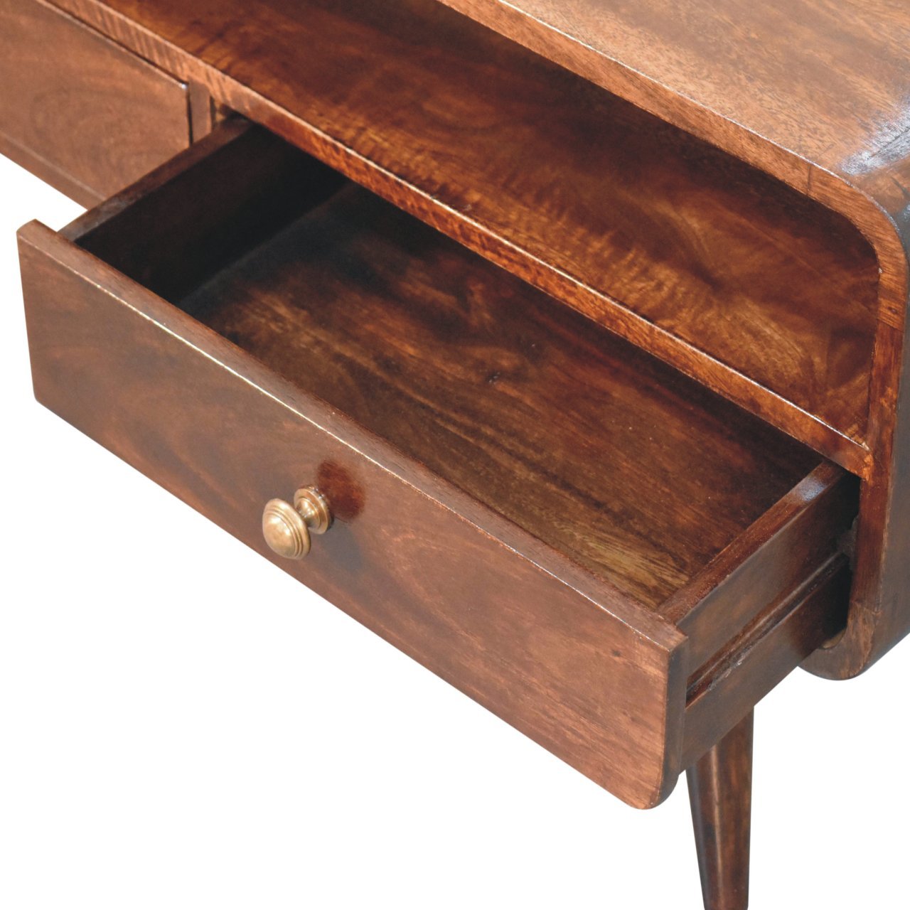 Curved California Walnut Media Unit - Home Chairs
