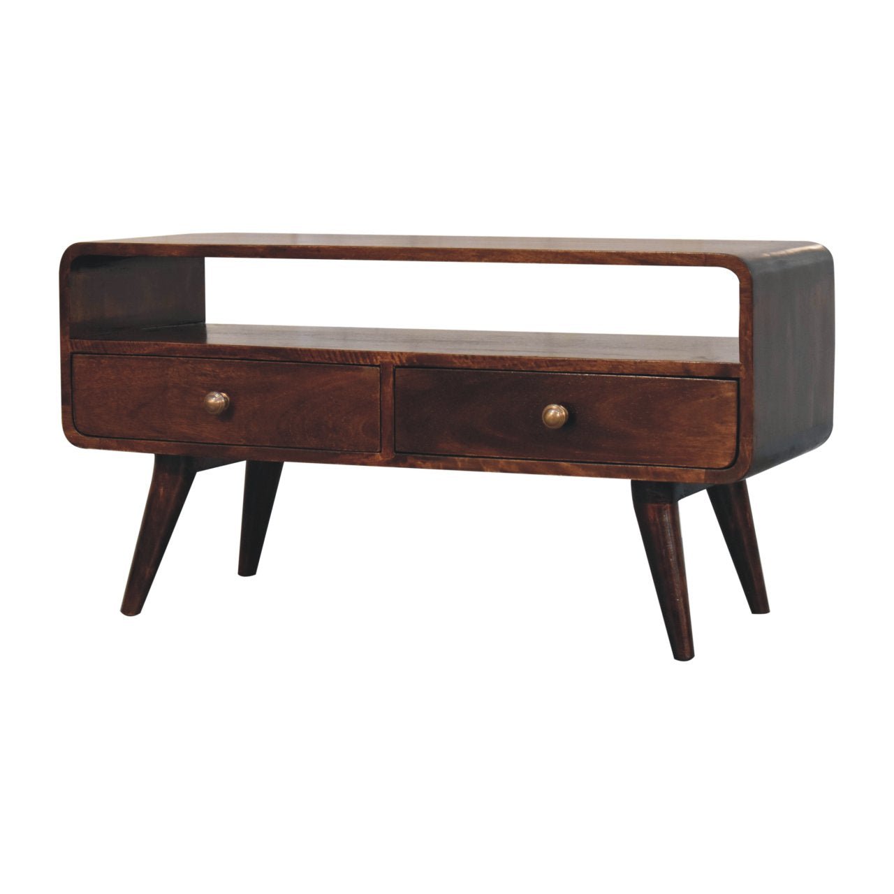 Curved California Walnut Media Unit - Home Chairs