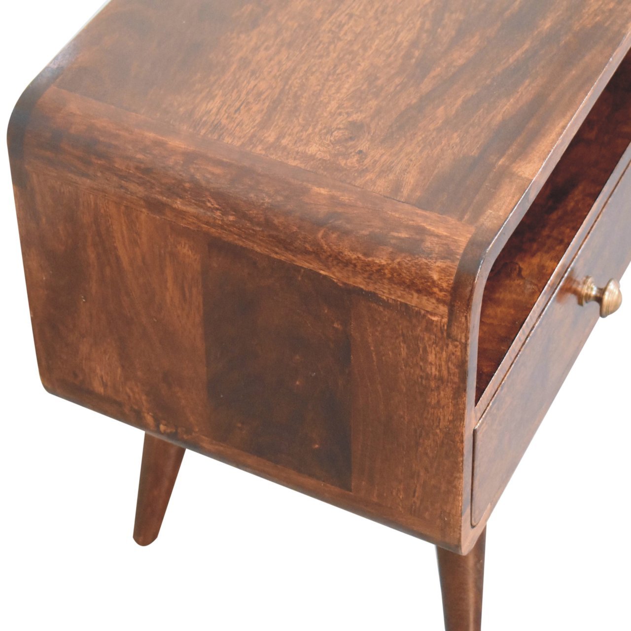 Curved California Walnut Media Unit - Home Chairs