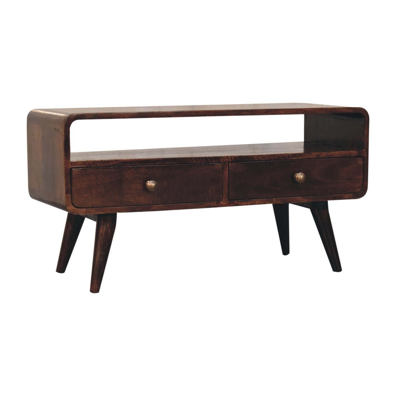Curved California Walnut Media Unit - Home Chairs
