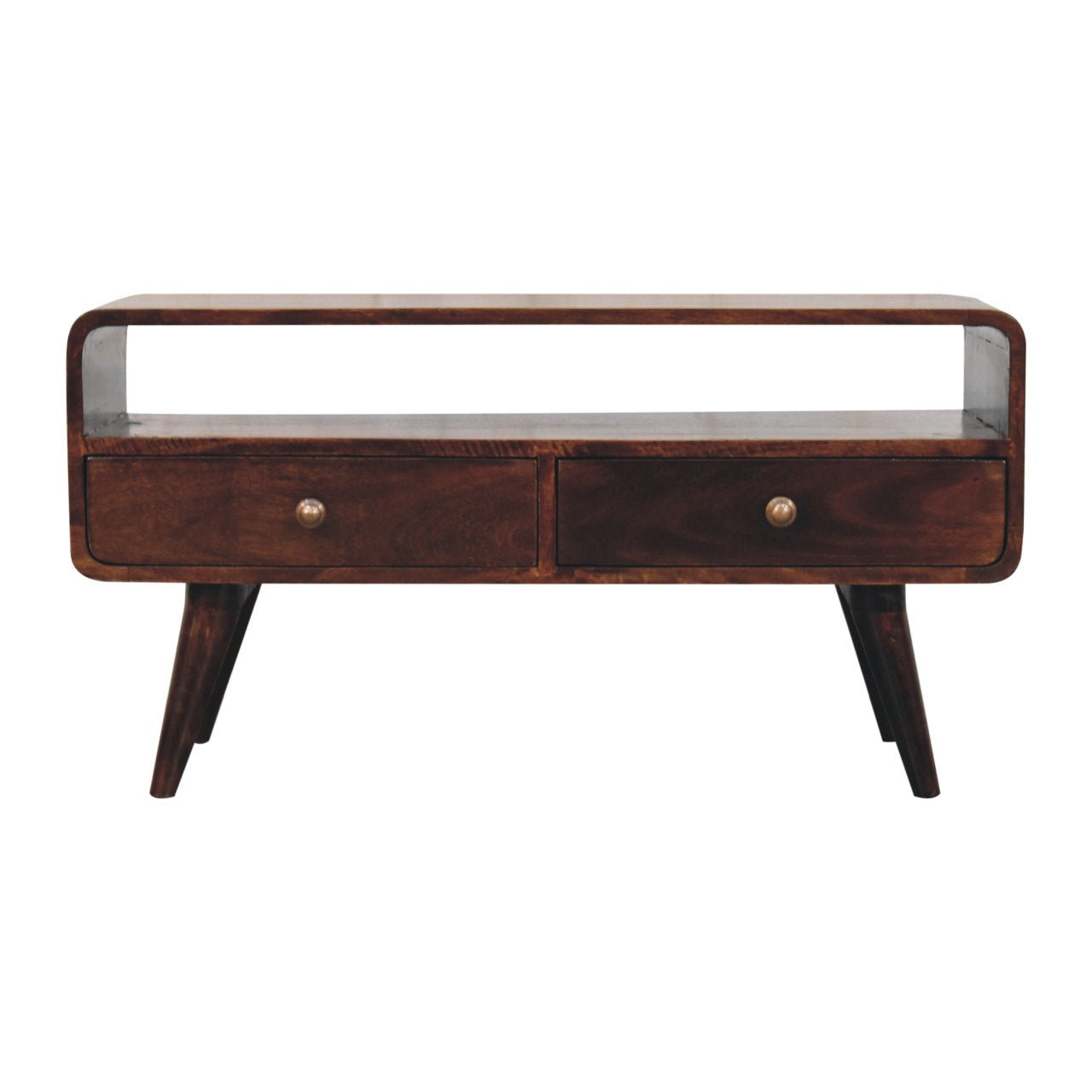 Curved California Walnut Media Unit - Home Chairs