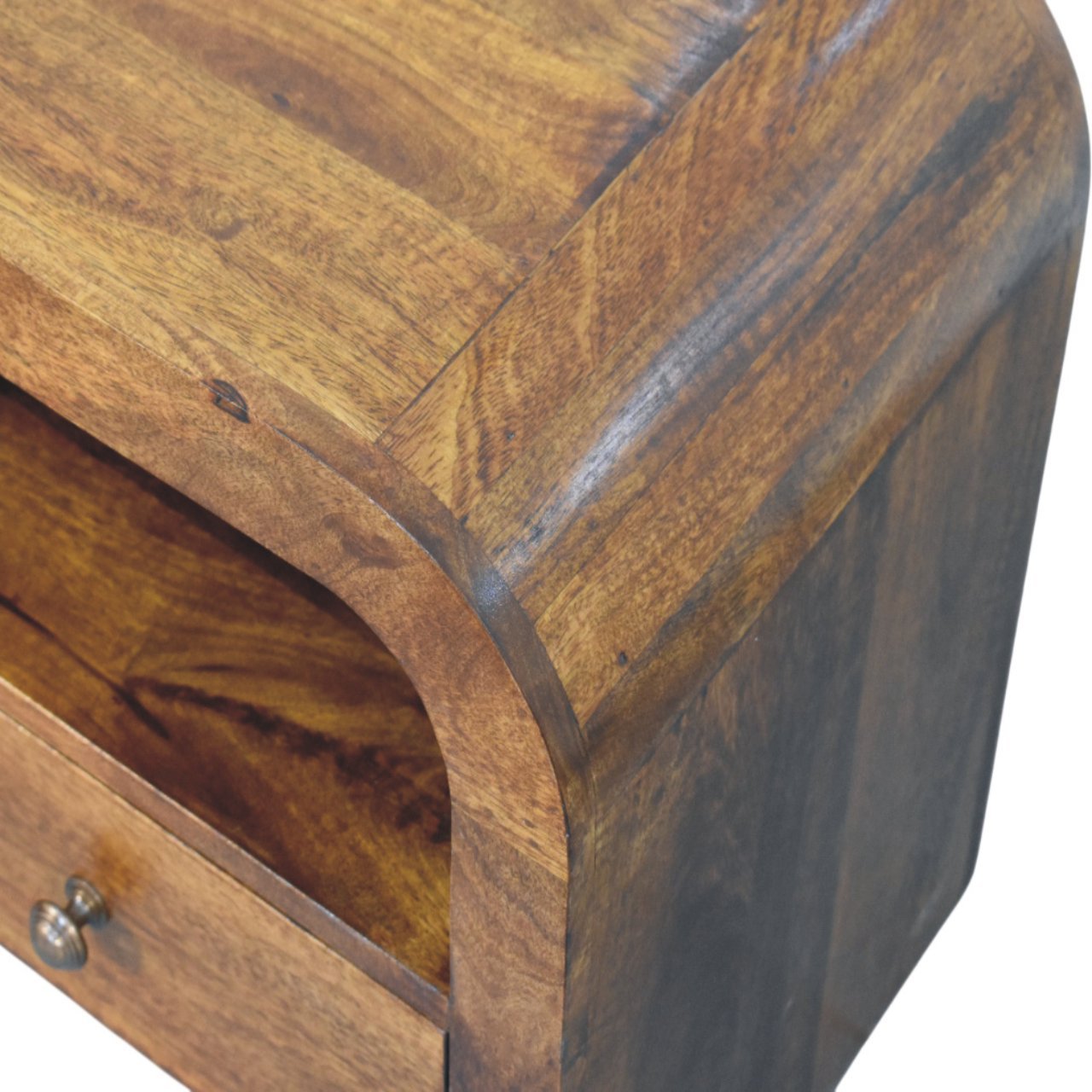 Darcy Chestnut Nightstand with Drawer and open shelf - Home Chairs