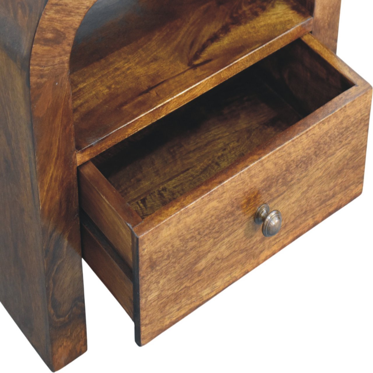Darcy Chestnut Nightstand with Drawer and open shelf - Home Chairs