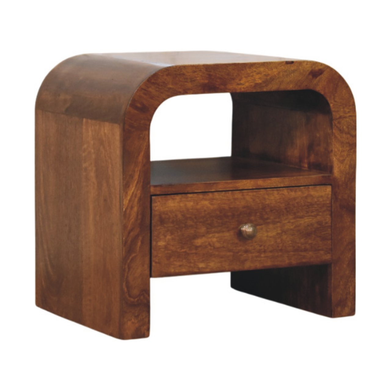 Darcy Chestnut Nightstand with Drawer and open shelf - Home Chairs