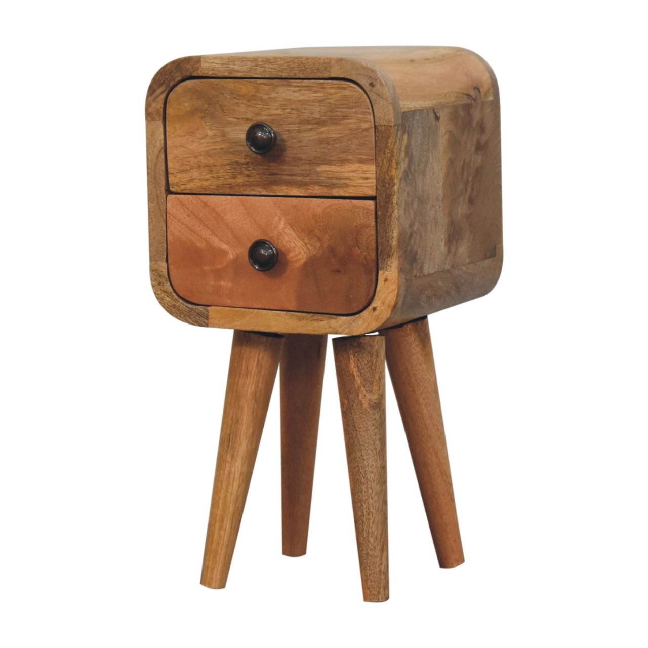 Extra Mini Curved Oak - ish Bedside - Home Chairs