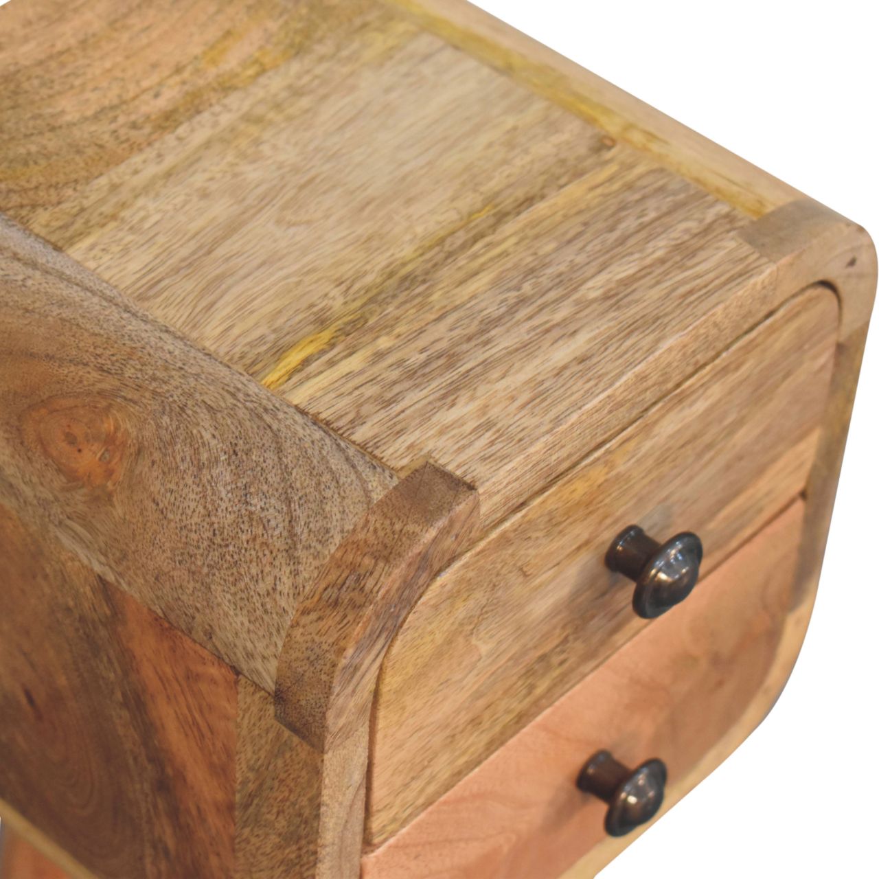 Extra Mini Curved Oak - ish Bedside - Home Chairs