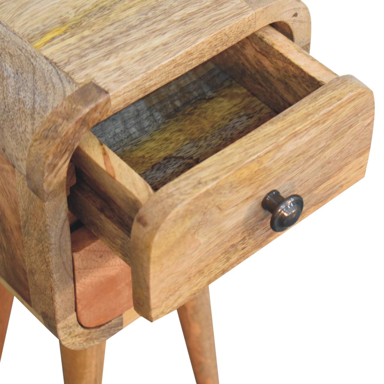 Extra Mini Curved Oak - ish Bedside - Home Chairs