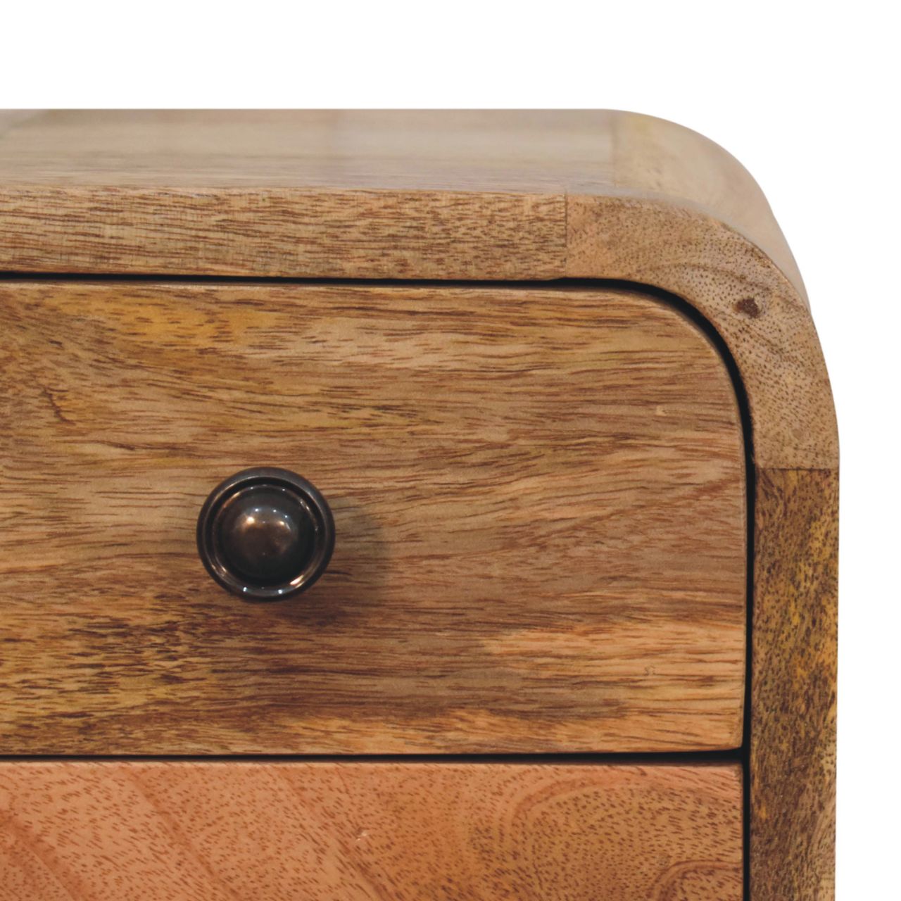 Extra Mini Curved Oak - ish Bedside - Home Chairs