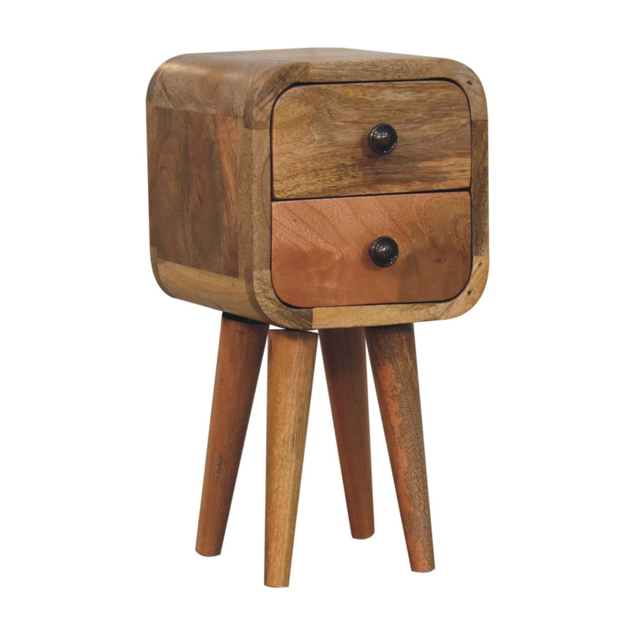 Extra Mini Curved Oak - ish Bedside - Home Chairs