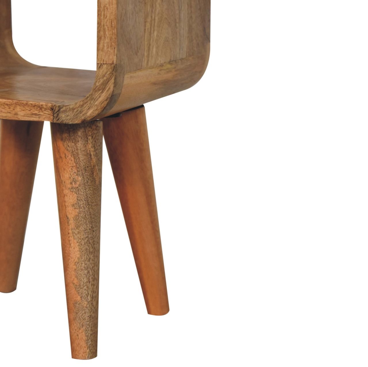 Extra Mini Minimalist Open Curved Oak - ish Bedside - Home Chairs