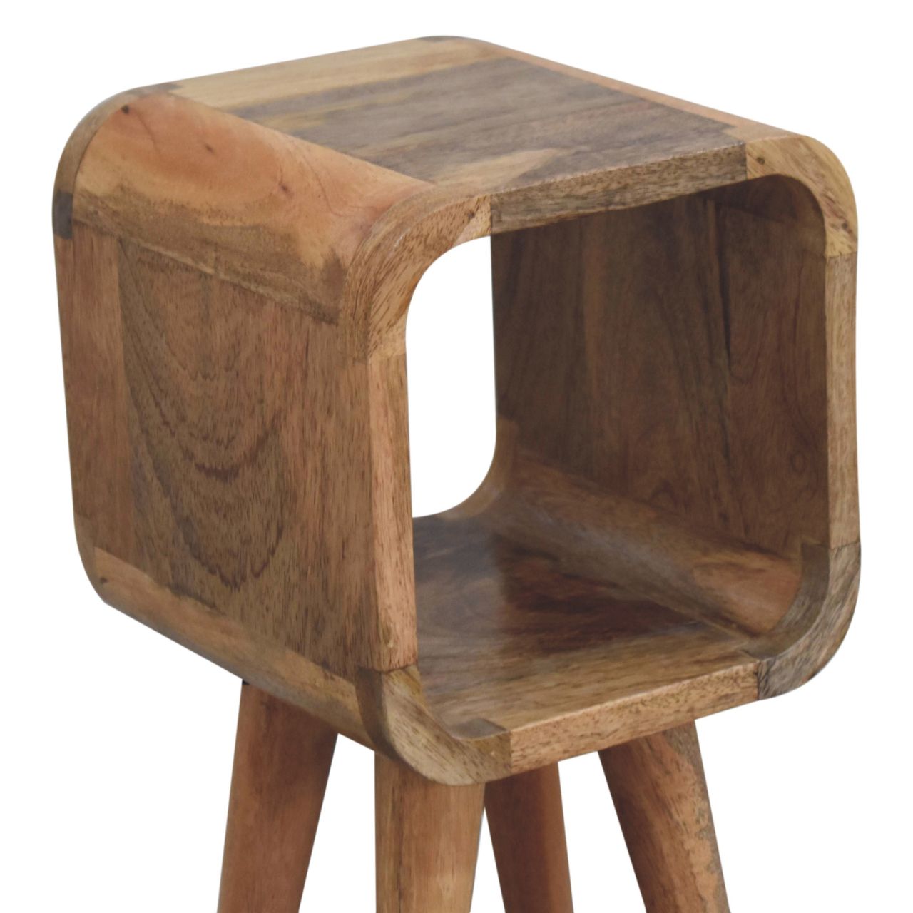 Extra Mini Minimalist Open Curved Oak - ish Bedside - Home Chairs