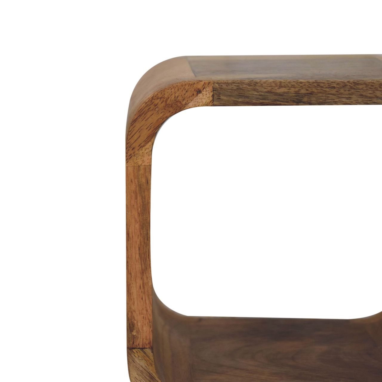 Extra Mini Minimalist Open Curved Oak - ish Bedside - Home Chairs