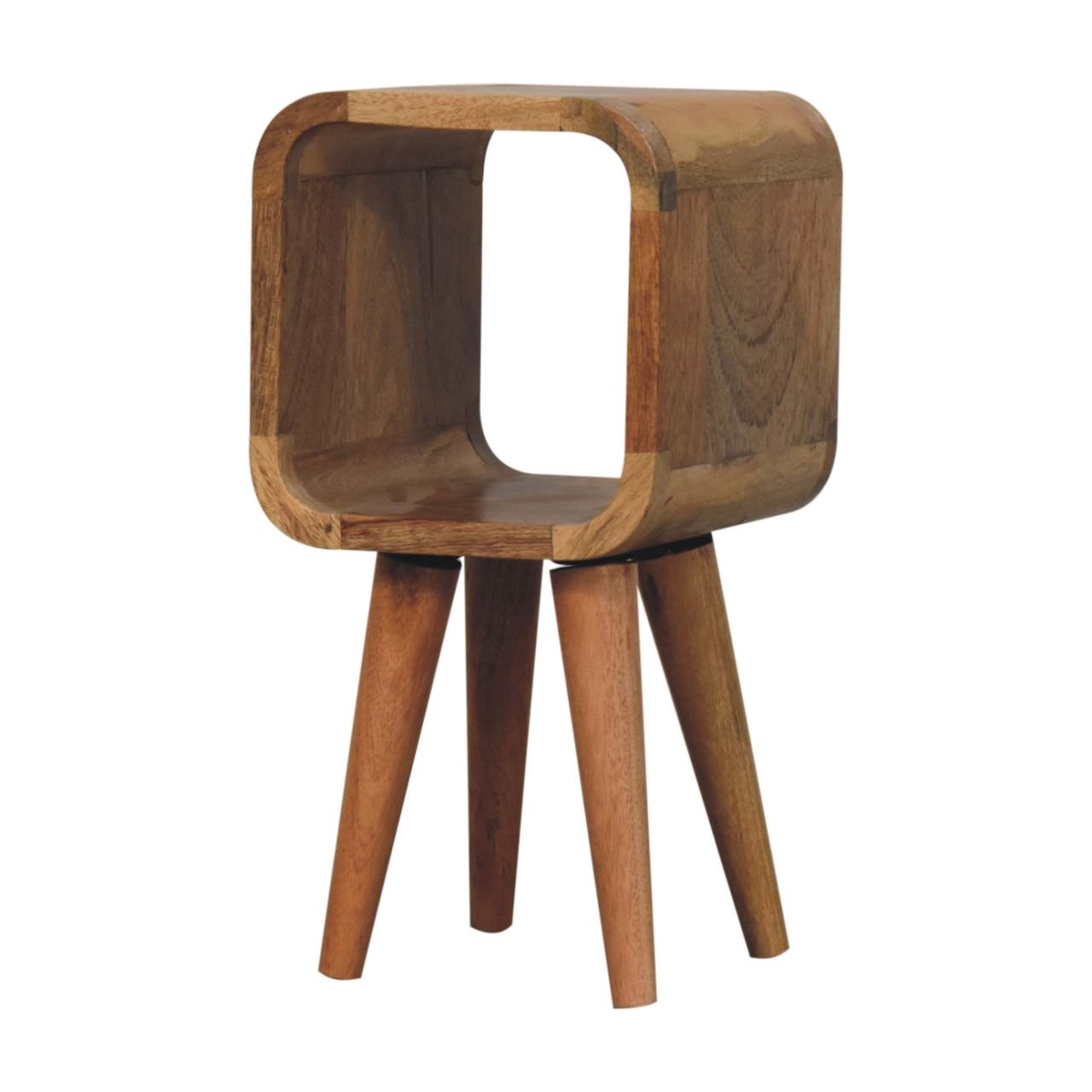 Extra Mini Minimalist Open Curved Oak - ish Bedside - Home Chairs