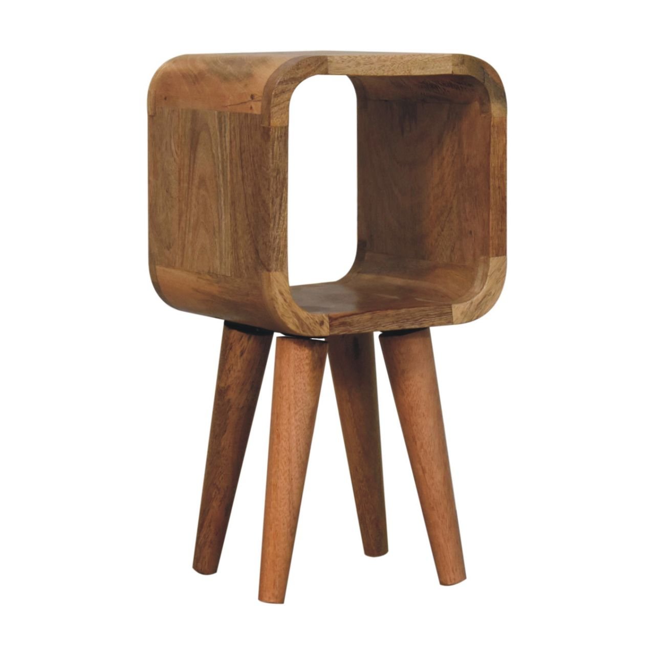 Extra Mini Minimalist Open Curved Oak - ish Bedside - Home Chairs