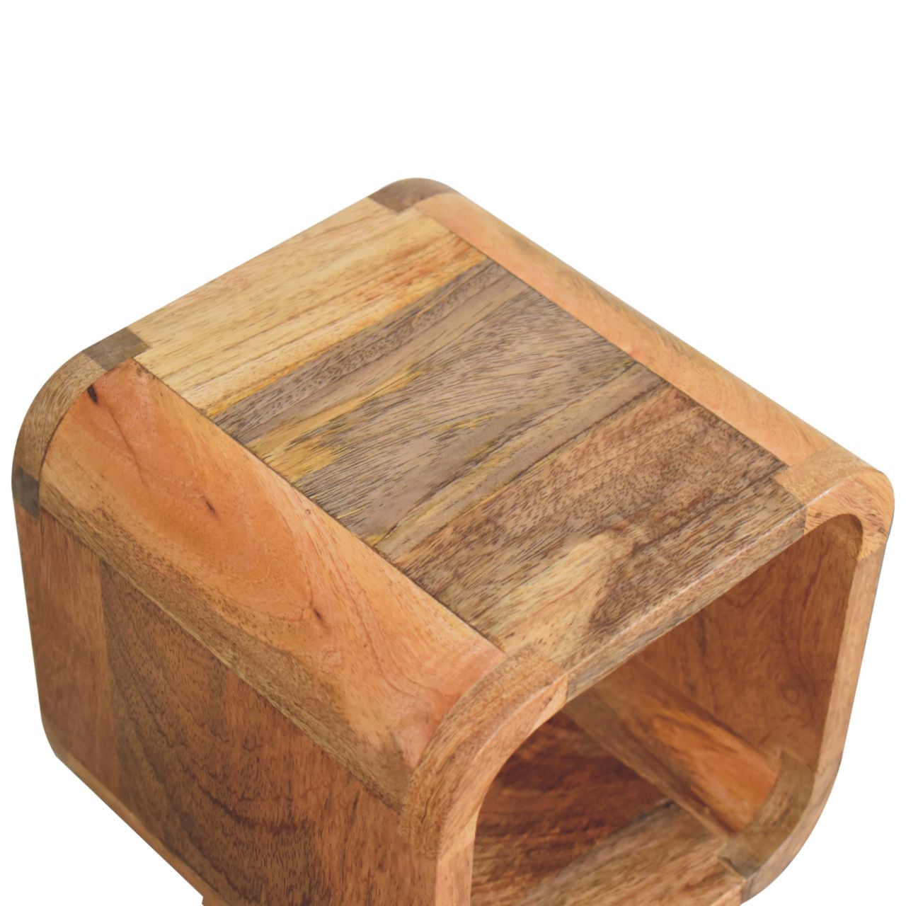 Extra Mini Minimalist Open Curved Oak - ish Bedside - Home Chairs