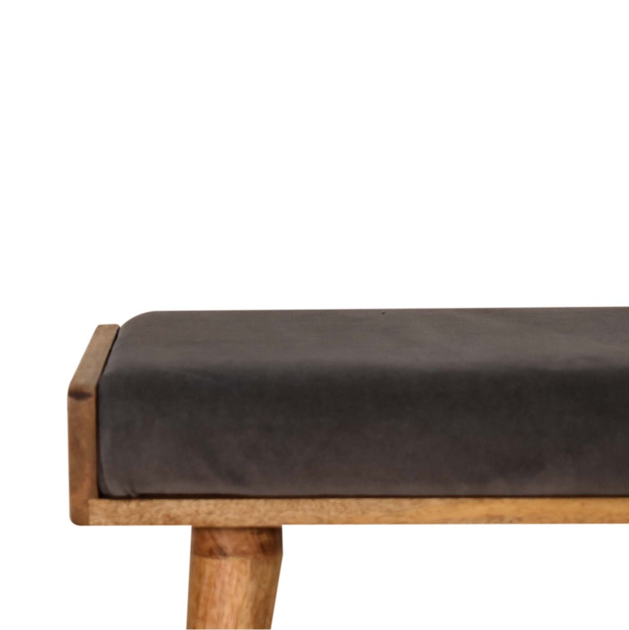 Grey Velvet Tray Style Footstool - Home Chairs