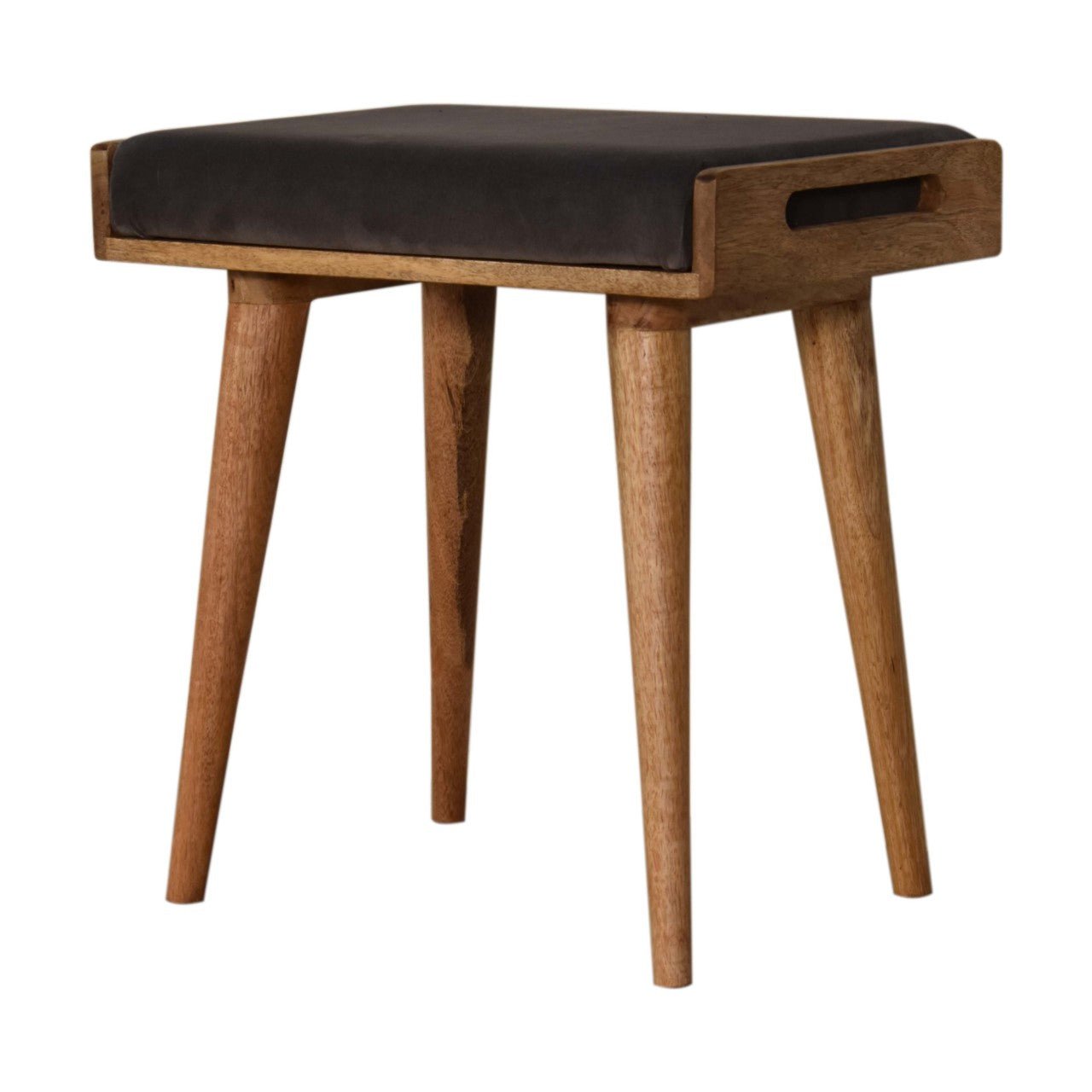 Grey Velvet Tray Style Footstool - Home Chairs