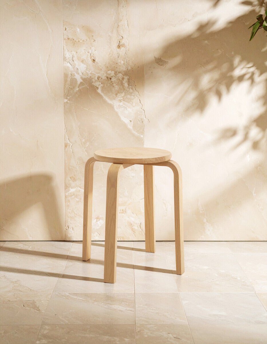 Stool in a minimal interior setting close view