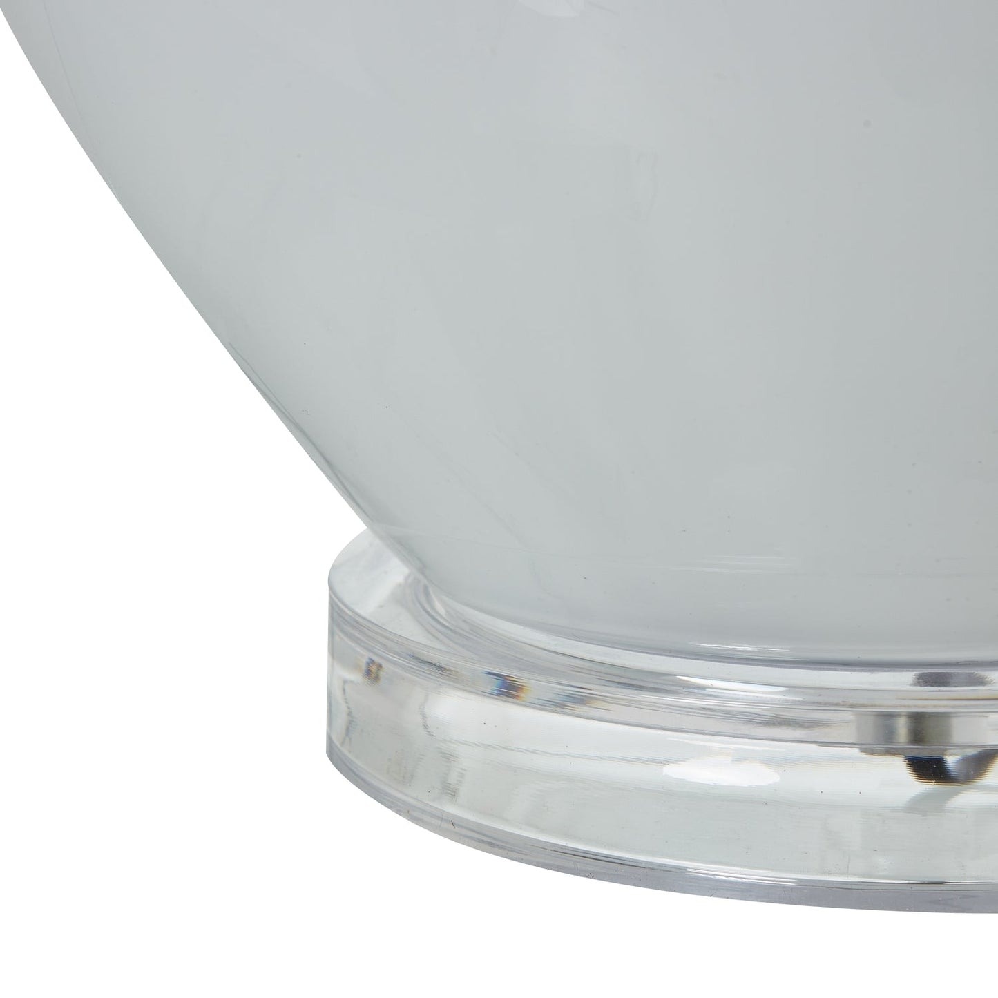 Decorative table lamp with rounded glass base, base view