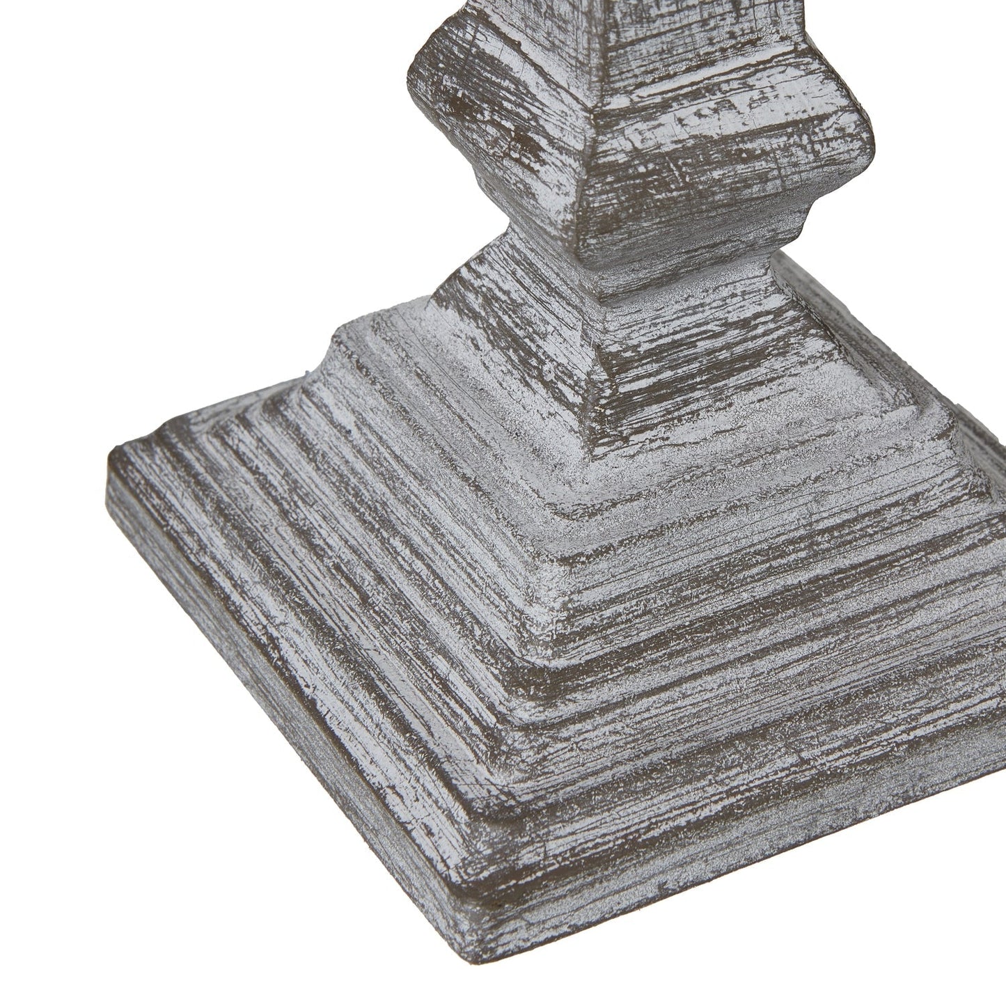 Column lamp base with aged finish, base detail