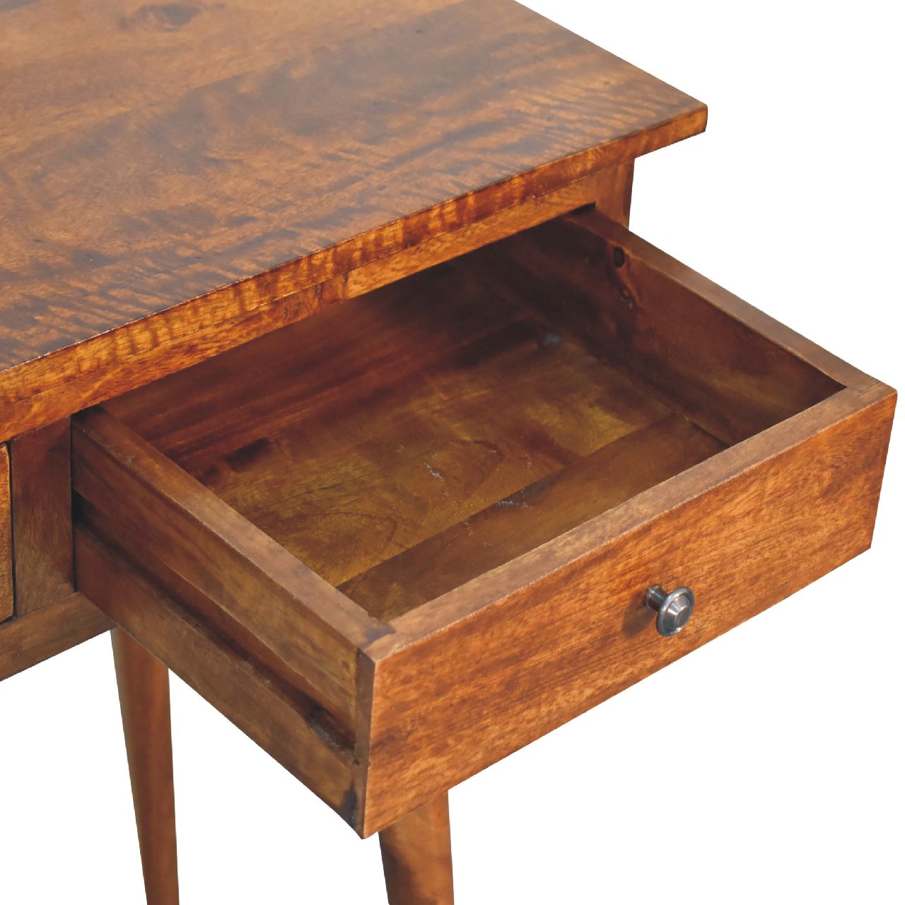 Wood grain detail, close up with open drawer