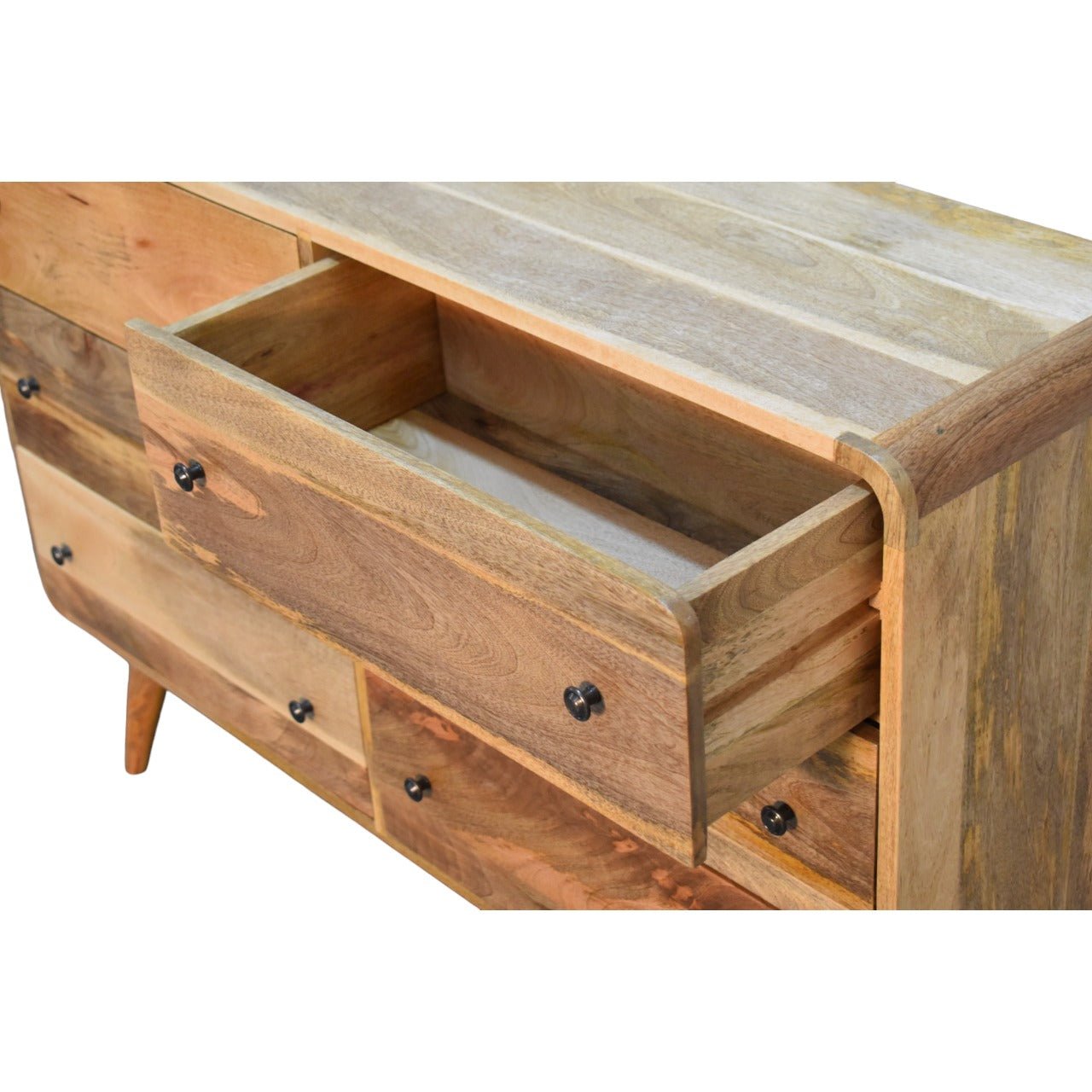 Large Curved Oak - ish Chest - Home Chairs