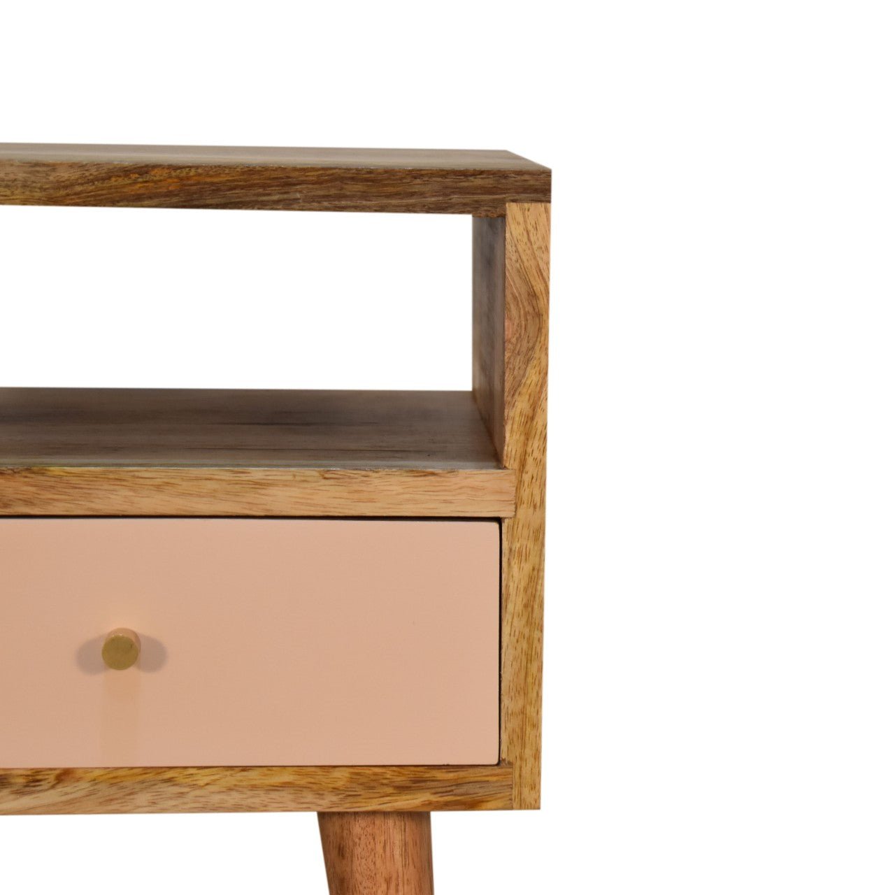 Blush drawer finish detail, close up