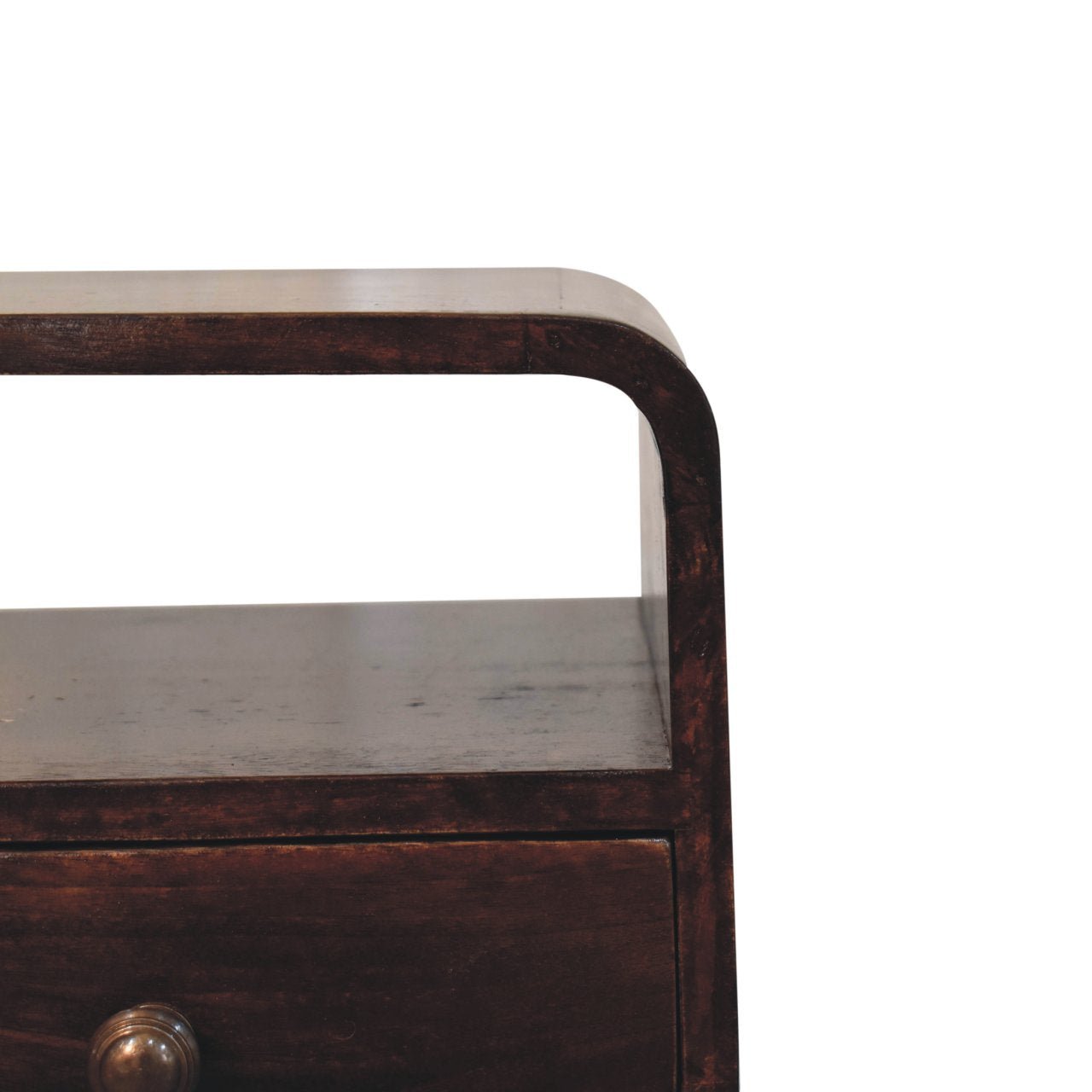 Mini California Walnut Curved Bedside with Open Slot - Home Chairs