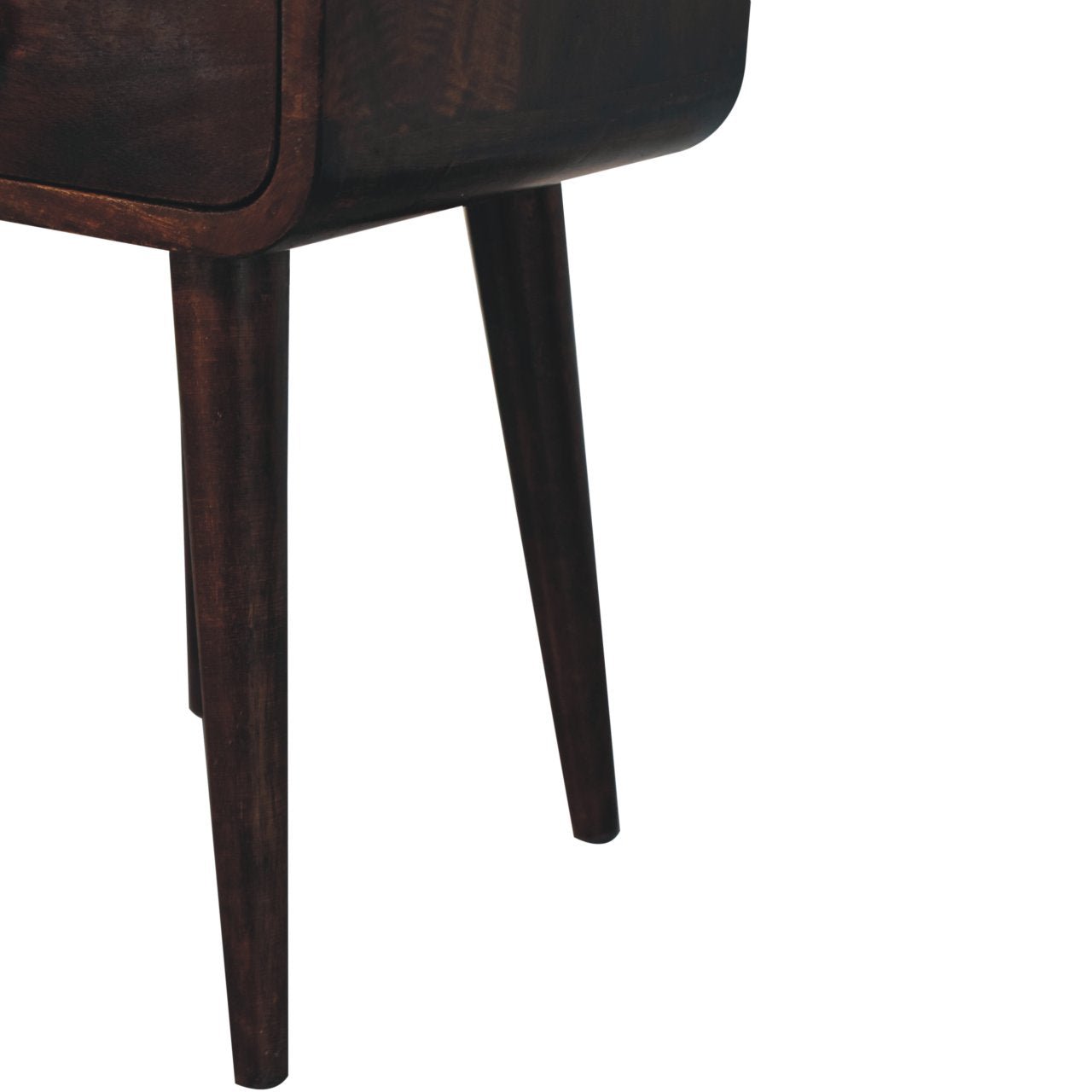 Mini California Walnut Curved Bedside with Open Slot - Home Chairs
