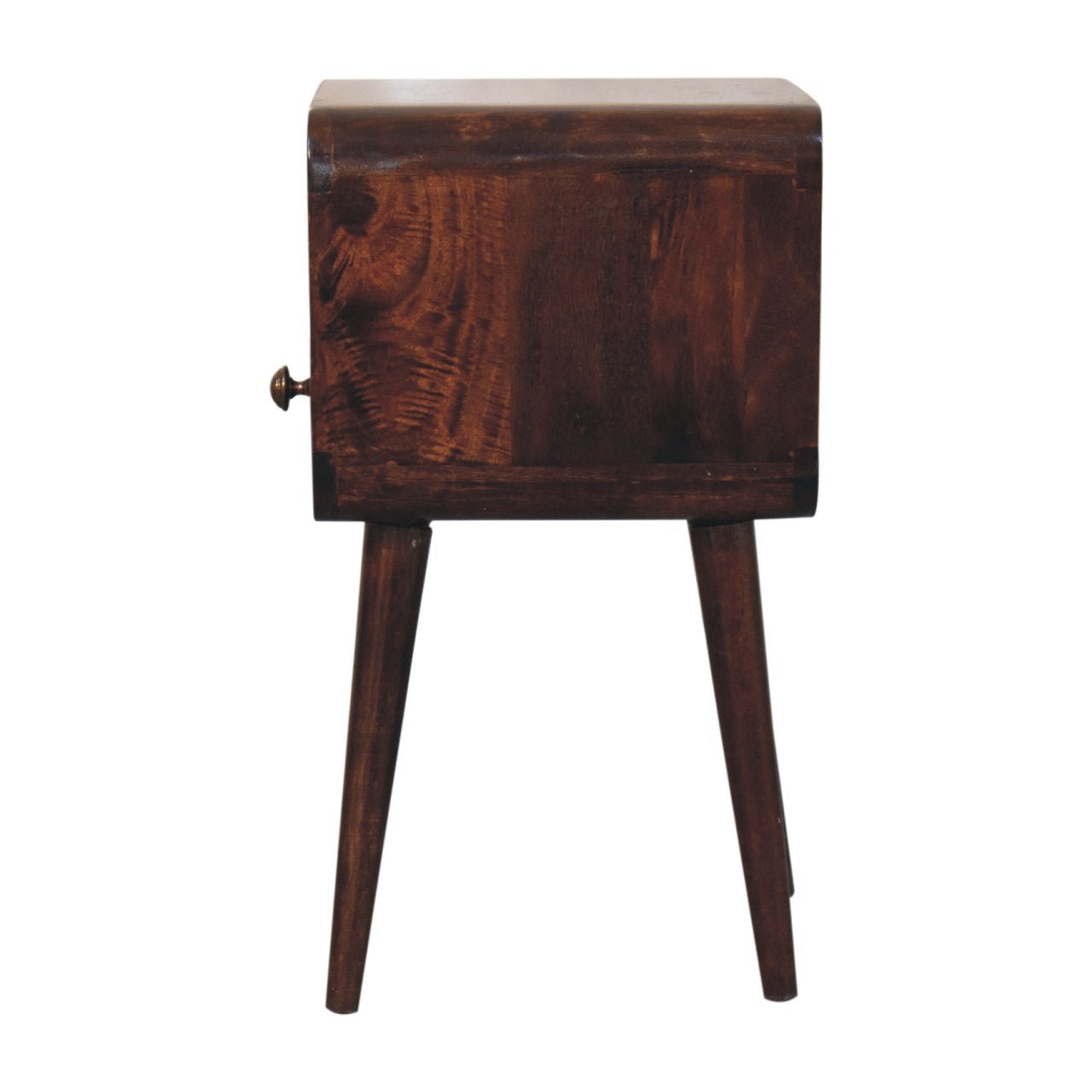 Mini California Walnut Curved Bedside with Open Slot - Home Chairs
