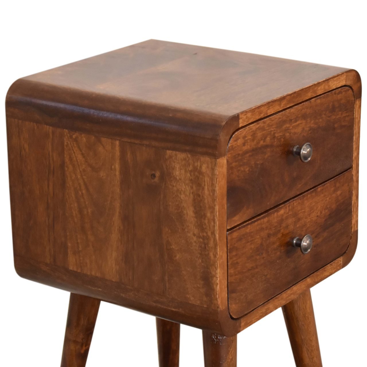 Mini Chestnut Curved Bedside - Home Chairs