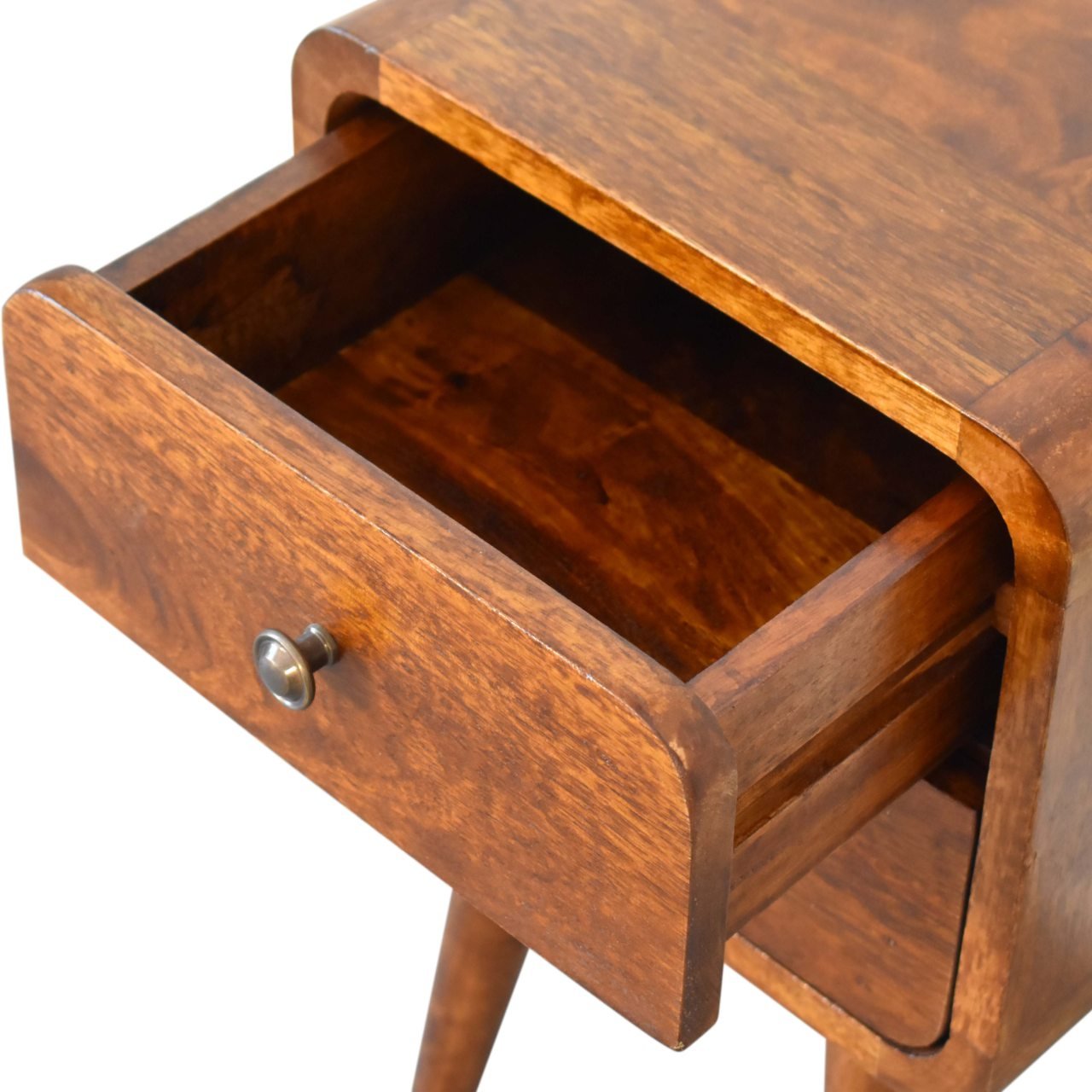 Mini Chestnut Curved Bedside - Home Chairs