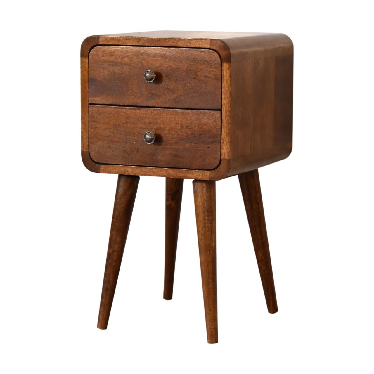 Mini Chestnut Curved Bedside - Home Chairs