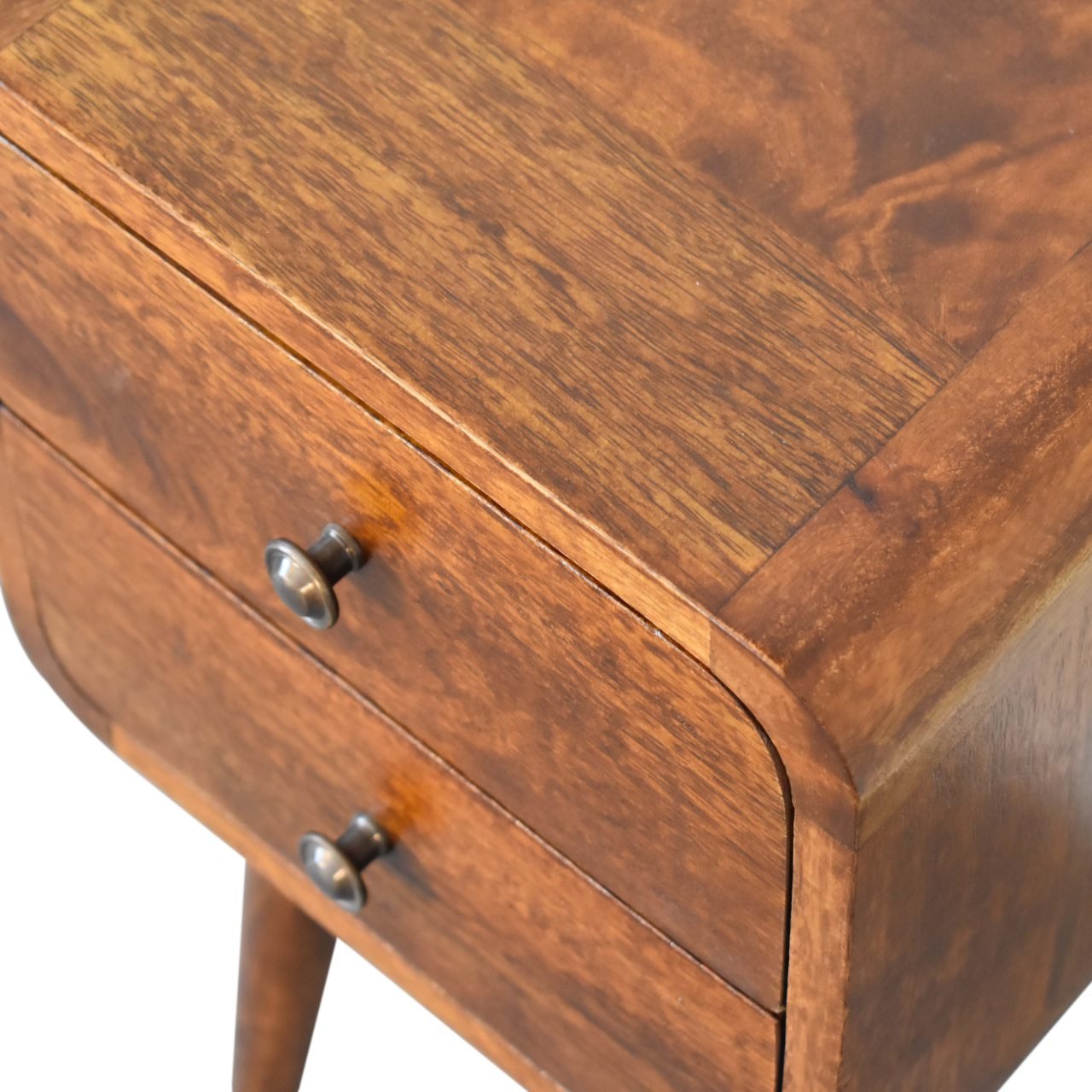 Mini Chestnut Curved Bedside - Home Chairs